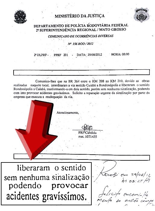 Of&iacute;cio encaminhado ao DNIT alerta para riscos de 'acidentes grav&iacute;ssimos'
