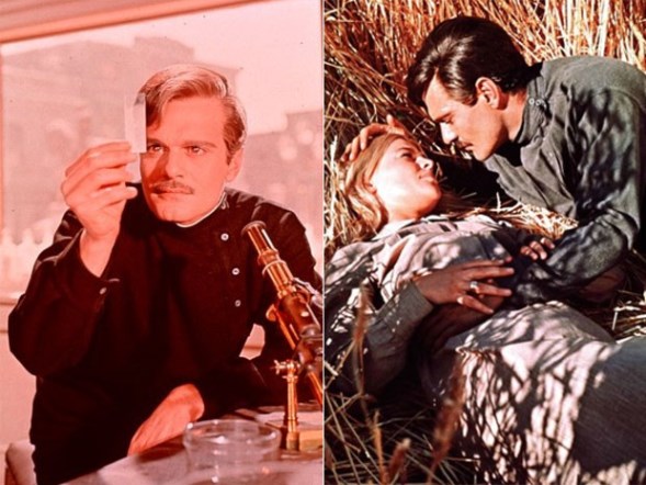 Omar Sharif no filme Doutor Jivago (1965), com Julie Christie; e sozinho. (Foto: Divulgação/Warner)
