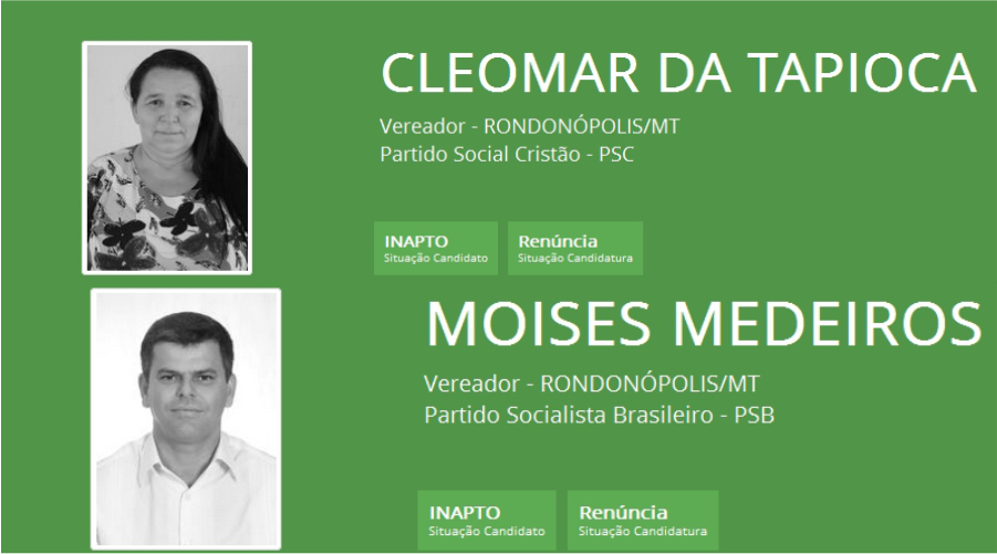 Desist&ecirc;ncia dos candidatos j&aacute; consta na p&aacute;gina do TSE Foto: Reprodu&ccedil;&atilde;o