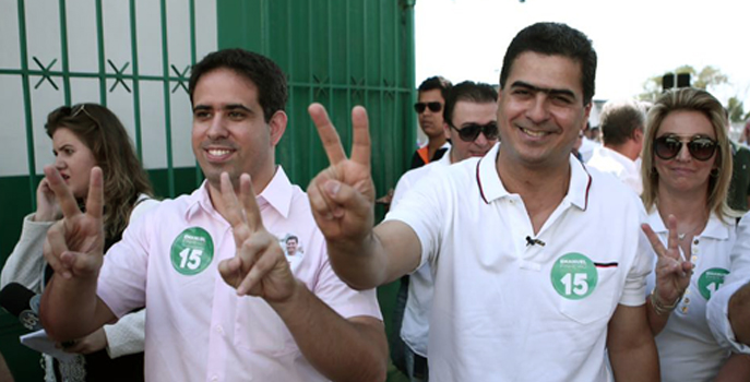 O candidato a disputa pelo comando do Pal&aacute;cio Alencastro compareceu na zona eleitoral localizada no Instituto Federal de Mato Grosso- IFMT. Foto - Assessoria