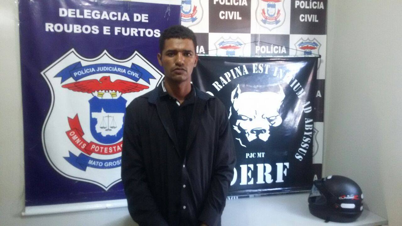 Suspeito da tentativa de latrocínio no Sindicato dos transportes em Rondonópolis. Foto: DERF