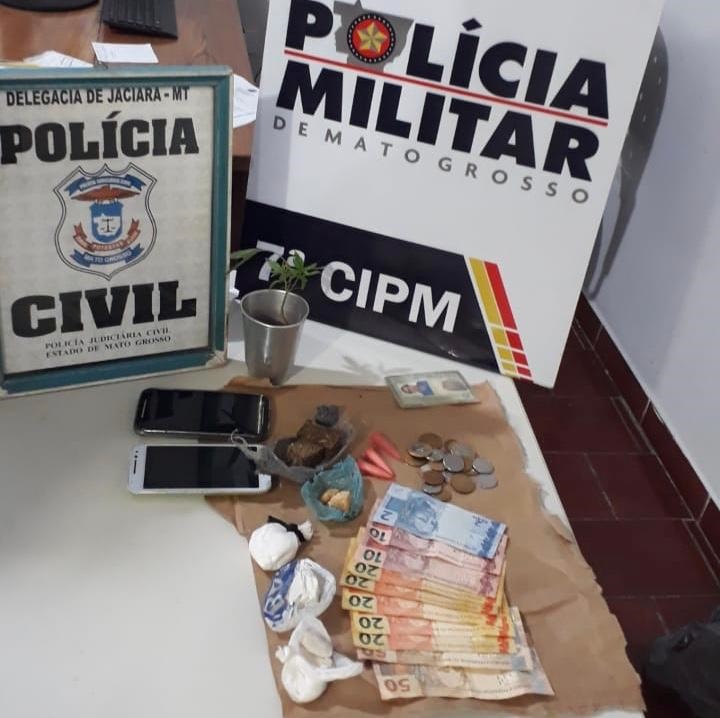 Materiais apreendidos na casa onde o casal estava. (Foto: divulga&ccedil;&atilde;o PJC/MT)