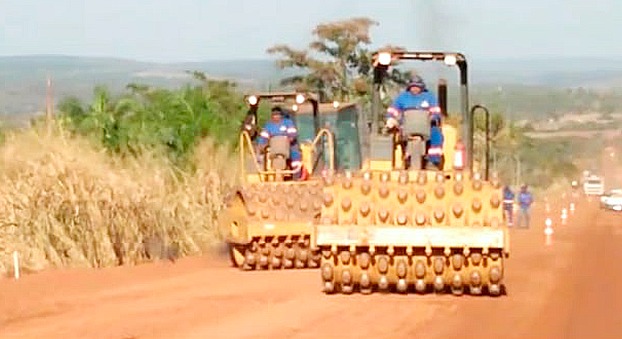 Trecho da MT-344 entre Jaciara e Campo Verde &eacute; recuperado. Foto Assessoria
