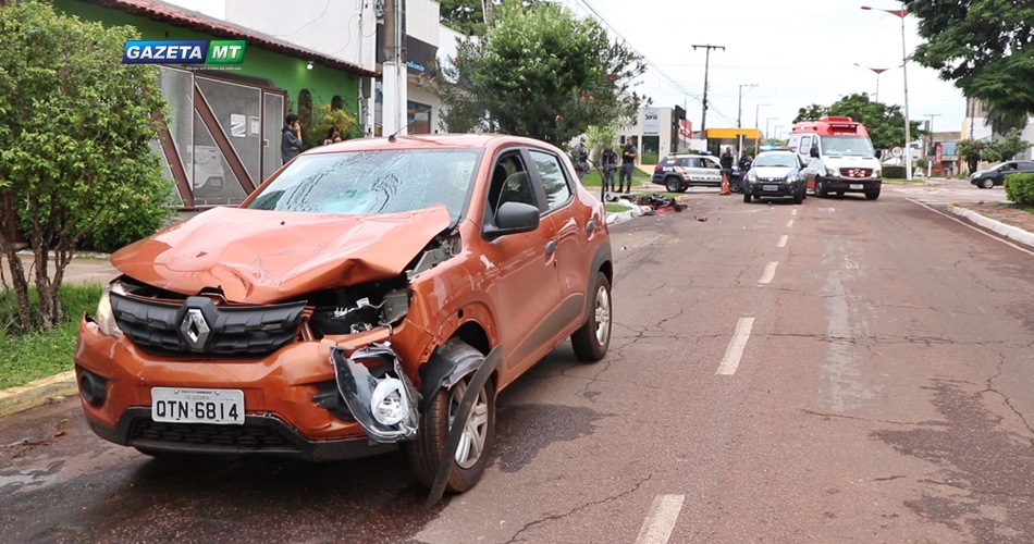 Veículo do jovem que se envolveu no acidente. (Foto: Messias Filho / GazetaMT)
