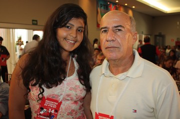 Jessica Caroline, da Juventude PTB em Rondon&oacute;polis e Ant&ocirc;nio Cintra, pr&eacute;-candidato &agrave; prefeitura municipal. Foto: Yuri Ramires