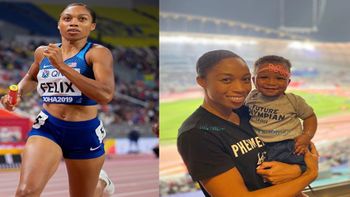 Corredora que teve patrocínio cortado por causa de gravidez, volta a correr e bate de Bolt