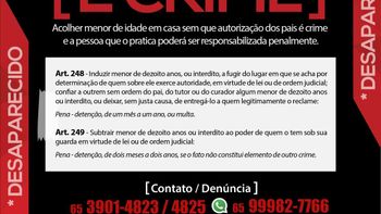 Núcleo de Desaparecidos alerta: abrigar criança e adolescente sem autorização é crime