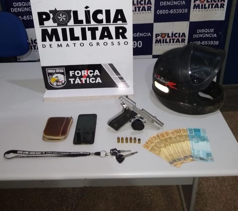 Arma de fogo apreendida pela Polícia Militar.