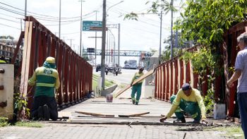 Ponte de Ferro do Rio Coxipó recebe ação de reparo