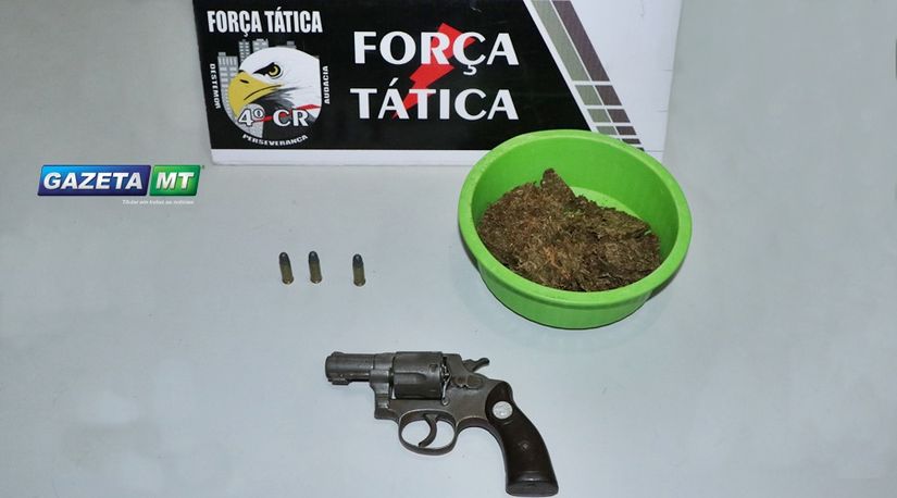 Jovem de tornozeleira é flagrado com revólver e droga em Rondonópolis 