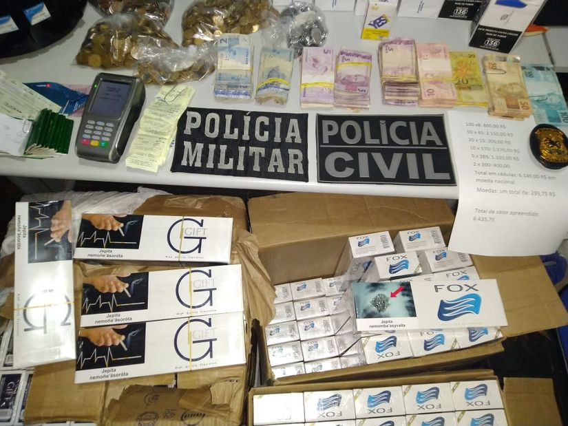 Polícia fecha cassino clandestino e apreende mais de 190 cigarros contrabandeados em Itaúba
