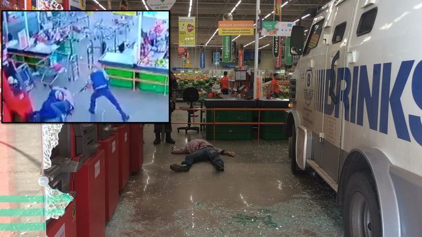 Vigilante é agarrada por um dos bandidos que é morto com tiro de 12 nas costas