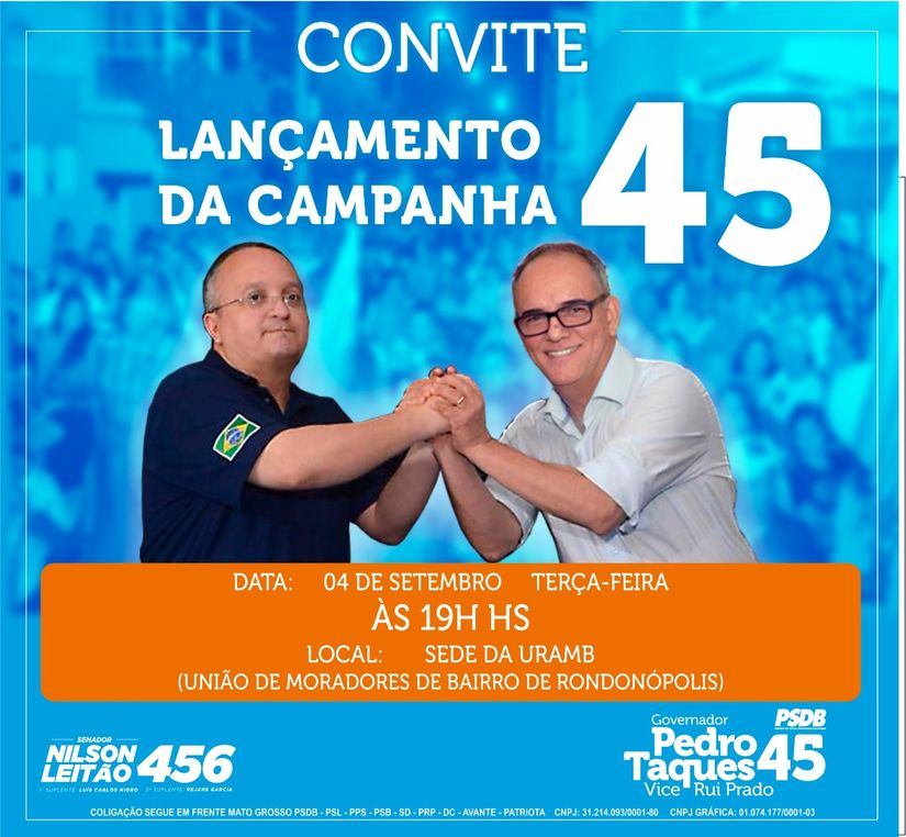 Pátio convida para lançamento oficial da campanha de Taques ao Governo