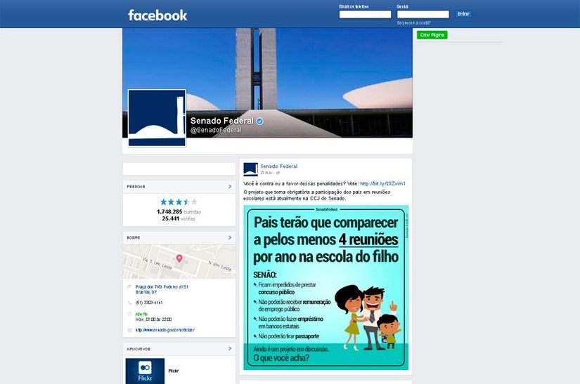 Página oficial do Senado chega a 2 milhões de seguidores na web