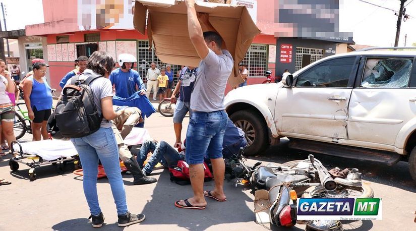 Motorista invade preferencial e deixa motociclista gravemente ferido em Rondonópolis  