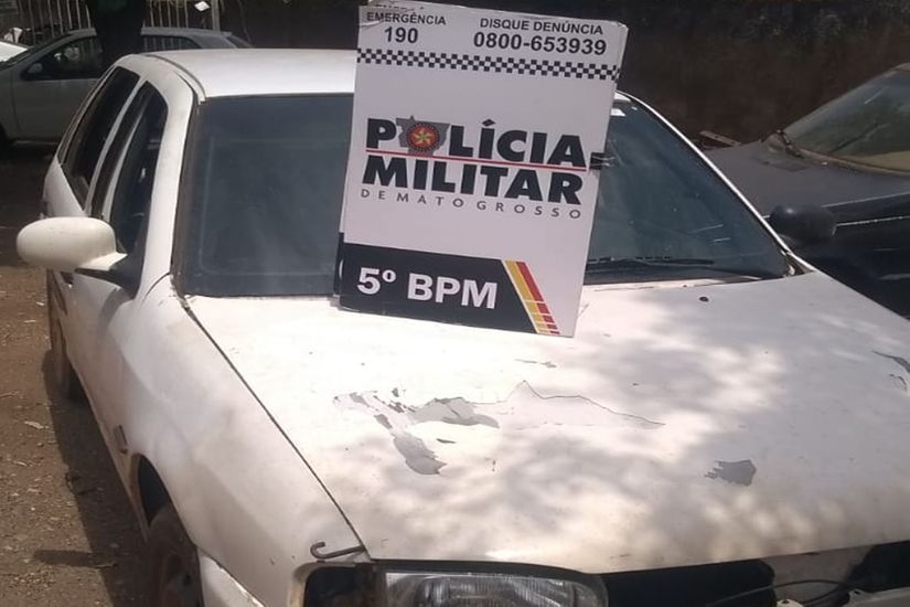 Veículo furtado em Jaciara é recuperado nesta sexta-feira pela PM de Rondonópolis