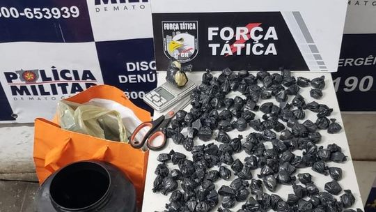 Traficante é flagrado pela PM com mais de 180 porções de pasta base