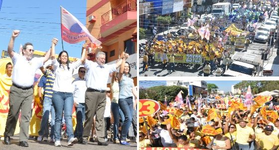 Percival e Rogério reúnem milhares de pessoas em passeata na região central da cidade