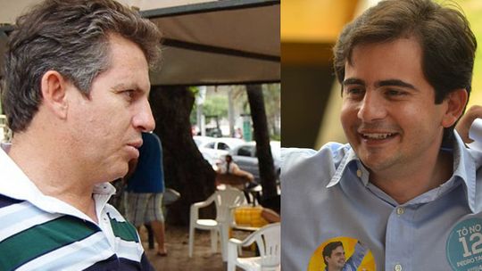 Candidato a deputado federal Fabio Garcia vota na companhia de Mauro Mendes, prefeito de Cuiabá