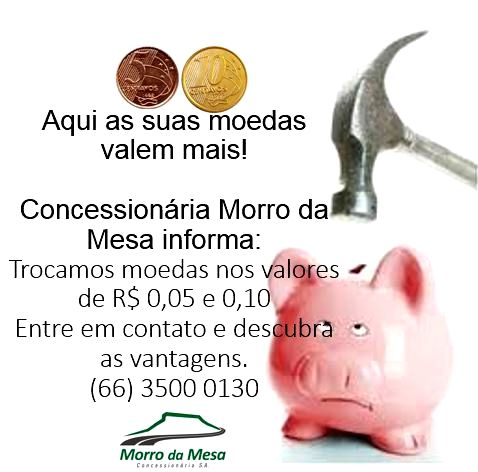Concessionária Morro da Mesa realiza campanha de troca de moedas