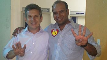 Acompanhado de Percival, Thiago Muniz vai a Cuiabá pedir voto para Mauro Mendes