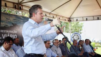 O governador Mauro Mendes, durante evento em Rondonópolis. (Foto: Christiano Antonucci/Secom-MT)