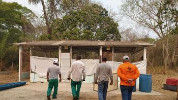 Reeducandos que construíram recintos para animais silvestres. (Foto: Nara Assis / Sesp-MT)