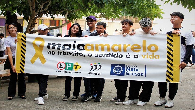 Circuito de palestras na Escola Estadual Liceu Cuiabano D. Maria de Arruda Muller, em Cuiabá - Foto por: Assessoria/Detran-MT