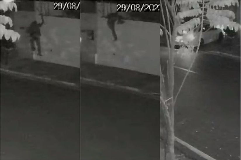 Momento em que homem invade casa, e depois foge com carro