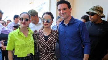 Primeira-dama de PVA Ester Minosso, primeira-dama de MT Virginia Mendes e prefeito Léo Bortolin