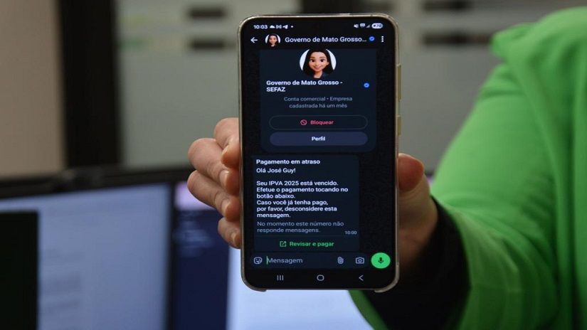 Notificações foram encaminhadas via whatsapp pelo número oficial da Sefaz MT - Foto por: Luiz Leite/Sefaz-MT