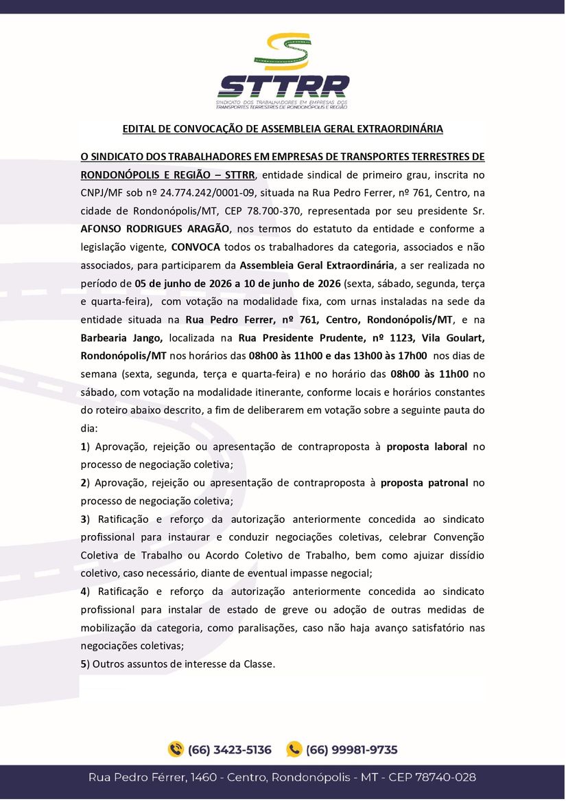 ASSEMBLEIA GERAL EXTRAORDINÁRIA